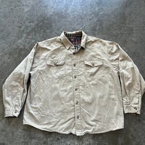 Route 66 Vintage Tan Heavyweight Work Shirt Plaid Lined XL Shacket Gorpcore